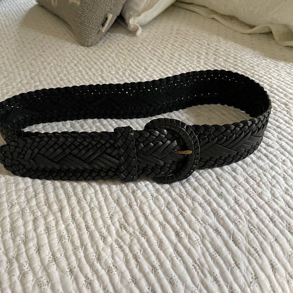 Gap Black Leather Woven Belt - Picture 3 of 4